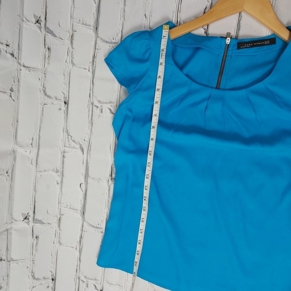 ZARA Zipper Back Blouse blue - Picture 7 of 7